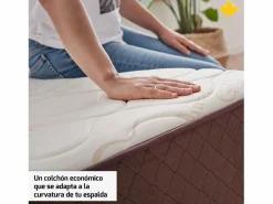 Conjunto Colchón Y Somier|Pack Colchón + Almohada Viscoelastica + Somier Descansin | 105x180 | Ideal para Personas con Dolores de Espalda | Efecto nube | Silencioso