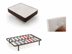 Conjunto Colchón Y Somier|Pack Colchón + Cabecero Tapizado + Somier Descansin | 180x190 | | Ideal para Personas con Dolores de Espalda | Facil montaje | Silencioso