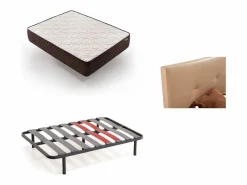 Pack Colchón + Cabecero Tapizado + Somier Descansin | 180x180 | Beis | Ideal para Personas con Dolores de Espalda | Facil montaje | Silencioso^ Sale