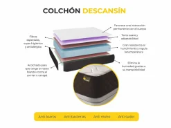 Pack Colchón Descansin + Canapé Abatible 180x190 | Color Cerezo | Maxima Comodidad | Gran Almacenaje^ Discount