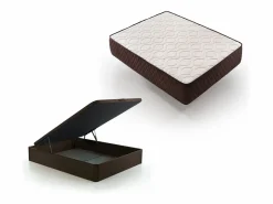 Pack Colchón Descansin + Canapé Abatible 150x200 | Color Chocolate | Maxima Comodidad | Gran Almacenaje Marru00f3n chocolate Online