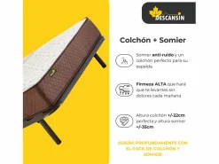 Conjunto Colchón Y Somier|Pack Colchón Descansin + Somier con patas 160x180 | Ideal para Personas con Dolores de Espalda | Alta Firmeza | Silencioso