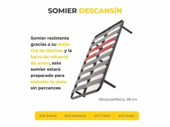 Conjunto Colchón Y Somier|Pack Colchón Descansin + Somier con patas 100x190 | Ideal para Personas con Dolores de Espalda | Alta Firmeza | Silencioso