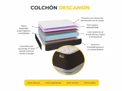 Pack Colchón Descansin + Somier con patas 75x190 | Ideal para Personas con Dolores de Espalda | Alta Firmeza | Silencioso Blanco Hot