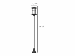 Outsunny Energía Solar|Pack de 2 farolas Alfredo carga solar negro 184x23,5 cm