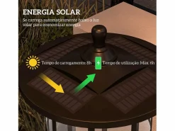 Outsunny Energía Solar|Pack de 2 farolas Alfredo carga solar negro 184x23,5 cm