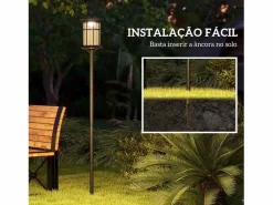 Outsunny Energía Solar|Pack de 2 farolas Alfredo carga solar negro 184x23,5 cm