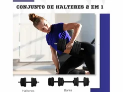 SPORTNOW Pack de 2 mancuernas Go 20kg 2 en 1 Negro Best