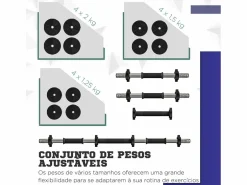 SPORTNOW Pack de 2 mancuernas Go 20kg 2 en 1 Negro Best