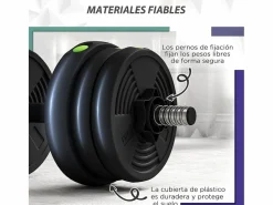 SPORTNOW Pack de 2 mancuernas Go 20kg 2 en 1 Negro Best