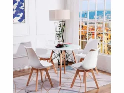 Basic Pack de 4 sillas de comedor Bistro estilo nórdico Adec Blanco Outlet