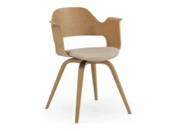 Pack de 4 sillones madera contrachapado roble asiento tapizado Color natural claro Clearance