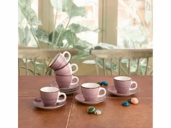 Pack de 6 tazas Vita Morning Quid con platillo cerámica 9 cl^ Best