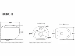 Vente-unique Pack de inodoro flotante de cerámica con bastidor decorativo, HURO II Blanco