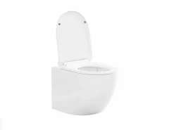 Vente-unique Pack de inodoro flotante brillante con soporte y placa de accionamiento, JAVOINE Blanco New