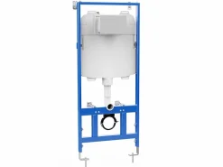 Vente-unique Pack de inodoro flotante brillante con soporte y placa de accionamiento, JAVOINE Blanco New