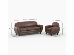 Rendez-Vous Déco Pack de sofá y sillón marrón envejecido 4 plazas - Club Marru00f3n