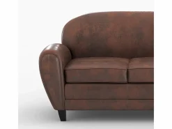 Rendez-Vous Déco Pack de sofá y sillón marrón envejecido 4 plazas - Club Marru00f3n