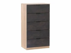 Pack Dormitorio Andy Cama + Cabecero + Mesitas + Cómoda Roble Canadian/Óxido Negro Discount