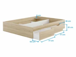 Pack Dormitorio Andy Cama + Cabecero + Mesitas + Cómoda Roble Canadian/Óxido Negro Discount