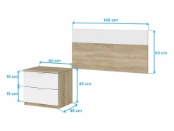 Pack Dormitorio Juvenil (Cabezal+Mesita+Mesa+Estantería+Armario) /Roble Blanco Online