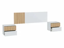 Pack Dormitorio Matrimonio Ethna Completo Moderno Roble Natur Blanco Sale