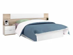 Dormitorio Completo|Pack Dormitorio Matrimonio y Roble Canadian: cama, armario, cabezal