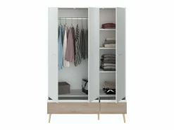 Pack Dormitorio Osaka Roble Japonés Cama 135-140x190 cm, 2 mesitas y Armario Multicolor Online