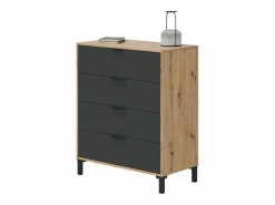 Pack dormitorio Roble Nodi y antracita 150 cm o 135 cm Gris