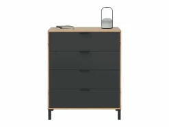 Pack dormitorio Roble Nodi y antracita 150 cm o 135 cm Gris