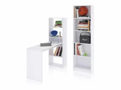 duehome Pack escritorio y estantería Cosmic Plus Blanco Artik (Blanco Mate) Gris Best