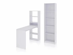 duehome Pack escritorio y estantería Cosmic Plus Blanco Artik (Blanco Mate) Gris Best