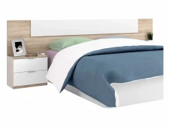 Dormitorio Completo|Pack Matrimonio Completo cama + cabecero + 2 mesitas + cómoda Roble y