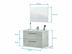 Conjunto De Baño|Pack Muebles Baño Aruba Estilo Industrial Cemento Mueble, Espejo, Lavamanos