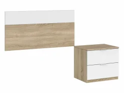 Pack Muebles Dormitorio Juvenil Luca y Roble: Armario, Cabecero, Mesita Blanco