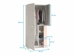 Dormitorio Completo|Pack Muebles Juvenil (cama, estante, armario, mesa, estantería) Rosa