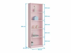 Dormitorio Completo|Pack Muebles Juvenil (cama, estante, armario, mesa, estantería) Rosa