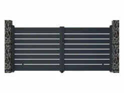 EXPERTLAND Pack portón calado motorizado antracita de aluminio Ancho 350 x Alt. 158 cm PRIMO Gris antracita Outlet