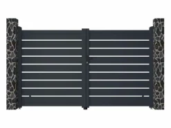 EXPERTLAND Portón|Pack portón calado motorizado antracita de aluminio Ancho 300 x Alt. 176 cm PRIMO
