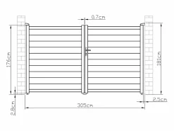 EXPERTLAND Pack portón de aluminio color antracita Ancho 300 x Alt. 173 cm NAZARIO + Motor RIVE Gris antracita