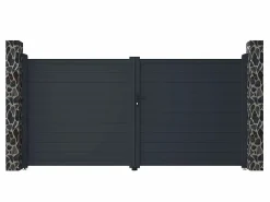 EXPERTLAND Portón|Pack portón de aluminio color antracita Ancho 350 x Alt. 173 cm NAZARIO + Motor RIVE