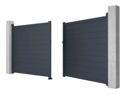 EXPERTLAND Portón|Pack portón de aluminio color antracita Ancho 350 x Alt. 173 cm NAZARIO + Motor RIVE