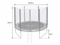 Pack Premium cama elástica de 305cm reversible /verde ADELAÏDE + red de seguridad + escalera + funda + kit de anclaje -^Happy Garden Online
