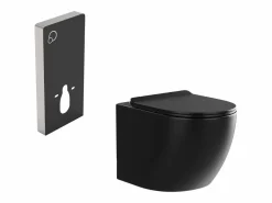 Pack WC flotante de cerámica mate con marco decorativo, JAVOINE^Vente-unique Discount