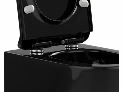 Vente-unique Pack WC flotante de cerámica brillante con soporte decorativo, JAVOINE Negro Clearance