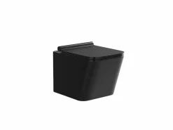 Vente-unique Pack WC suspendido en cerámica mate con soporte decorativo, CLEMONA Negro Sale