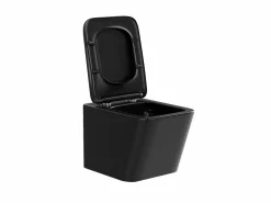 Vente-unique Pack WC suspendido en cerámica mate con soporte decorativo, CLEMONA Negro Sale