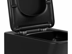 Vente-unique Pack WC suspendido en cerámica mate con soporte decorativo, CLEMONA Negro Sale