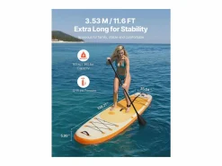 Deportes Náuticos|Paddle Inflable SucceBuy, 353,6 cm, Tabla de Paddle Surf, Ultraligera, con Accesorios de Bomba, Mochila, Cubierta Antideslizante para Jóvenes y Adultos