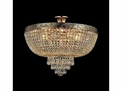 Maytoni Palace Plafón Semi Empotrado Oro Antiguo & Cristal, 6 Luces, E27 Dorado